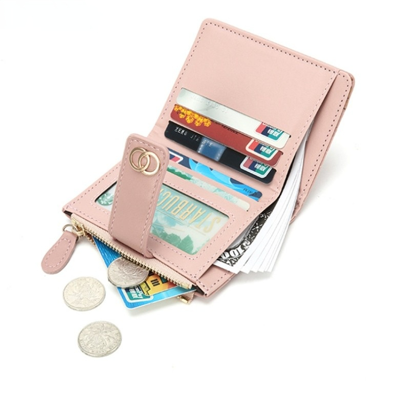Vrouwen Portefeuilles PU Leer Vrouwelijke Portemonnee Mini Multi-kaarten Houder Munt Korte Portefeuilles Slanke Kleine Portemonnee Rits Carteras Para Mujeres