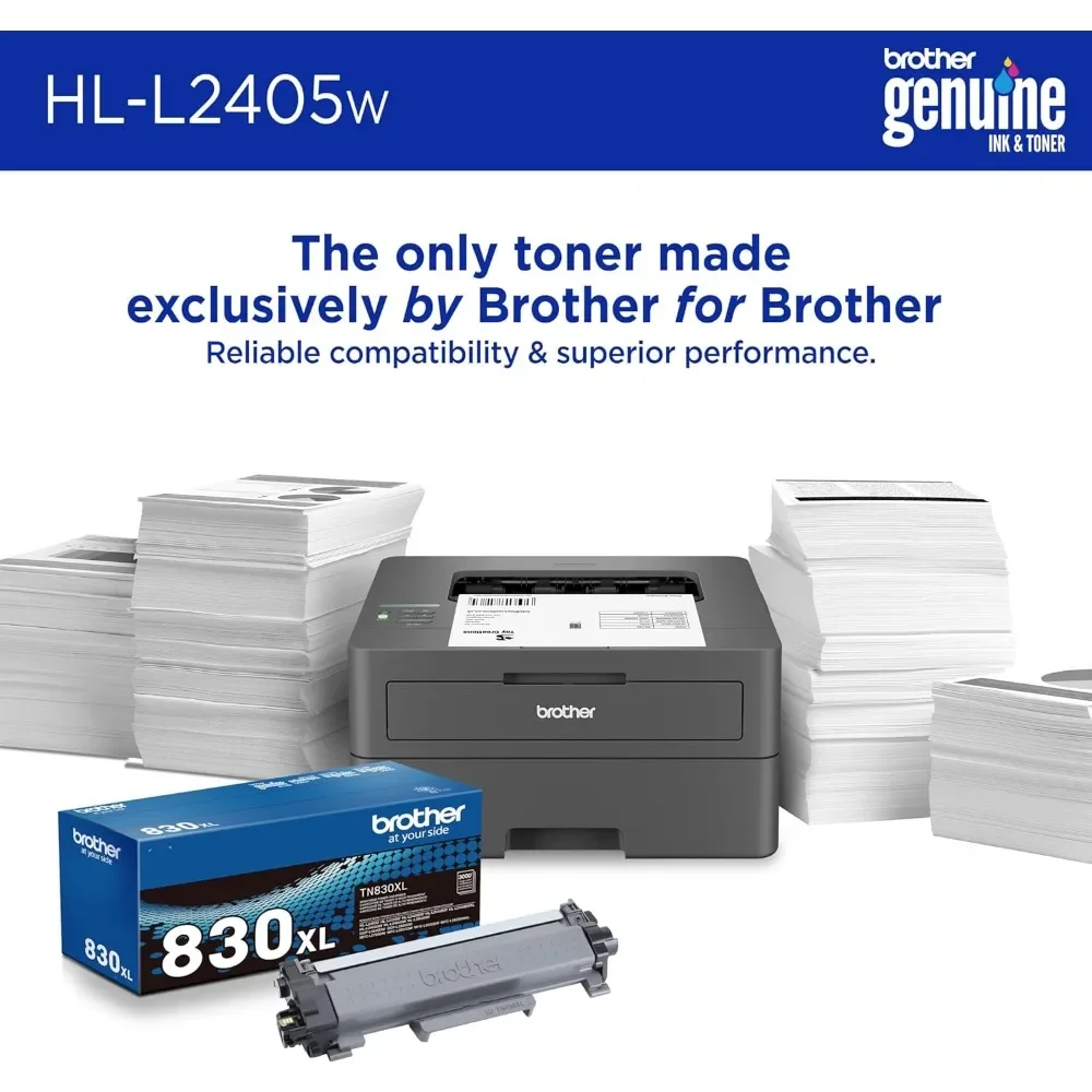 HL-L2405W Wireless Compact Monochrome Laser Printer with Mobile Printing, Black & White Output