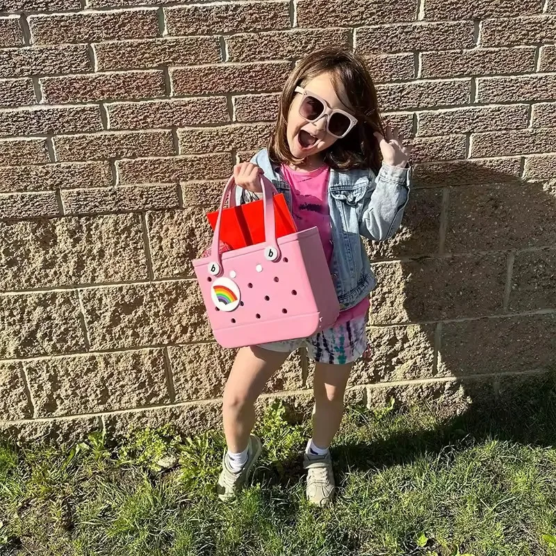 子供用ビーチトートバッグ,小さなEVA収納バスケット,単色ゼリーバッグ,衣類オーガナイザー,屋外ピクニック,ファッション,夏