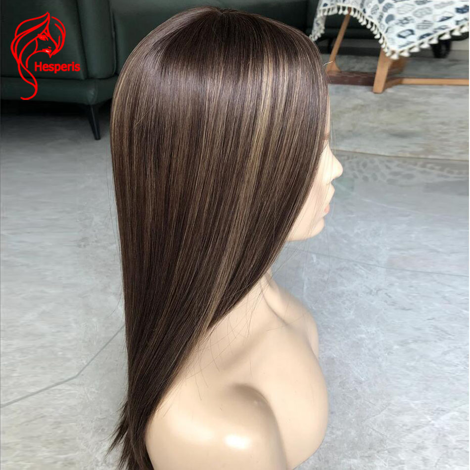 Hesperis médio marrom com destaques cabelo brasileiro topper 5x6 base de seda superior peruca de cabelo desbaste ajuda para mulher