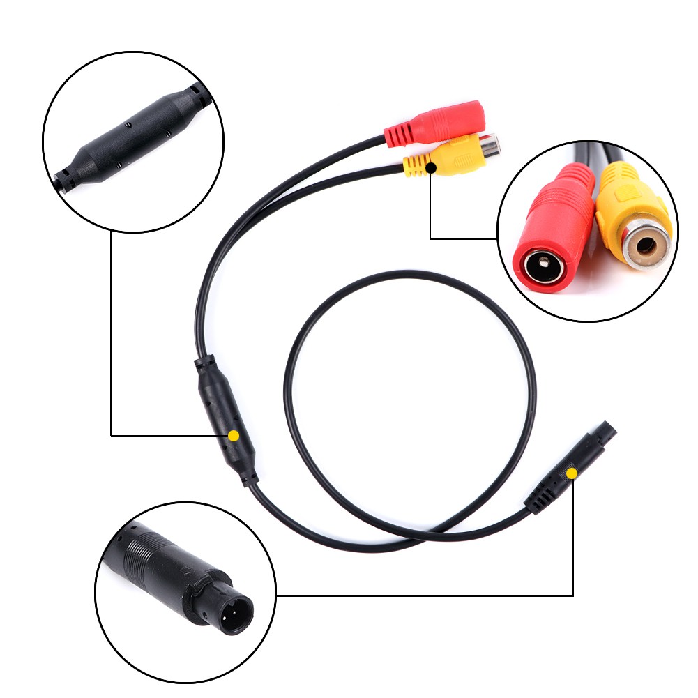 CVBS RCA 4 pinos macho para fêmea conector fêmea chicote de fios da câmera chicote de fios da câmera de backup do carro chicote de fios