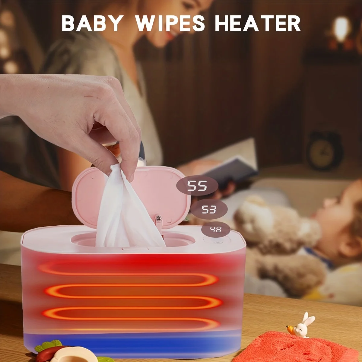 Baby Wet Wipes Dispenser, Aquecedor para Bebês, Display Digital, Modos de Temperatura Ajustável, Recém-nascidos Essentials