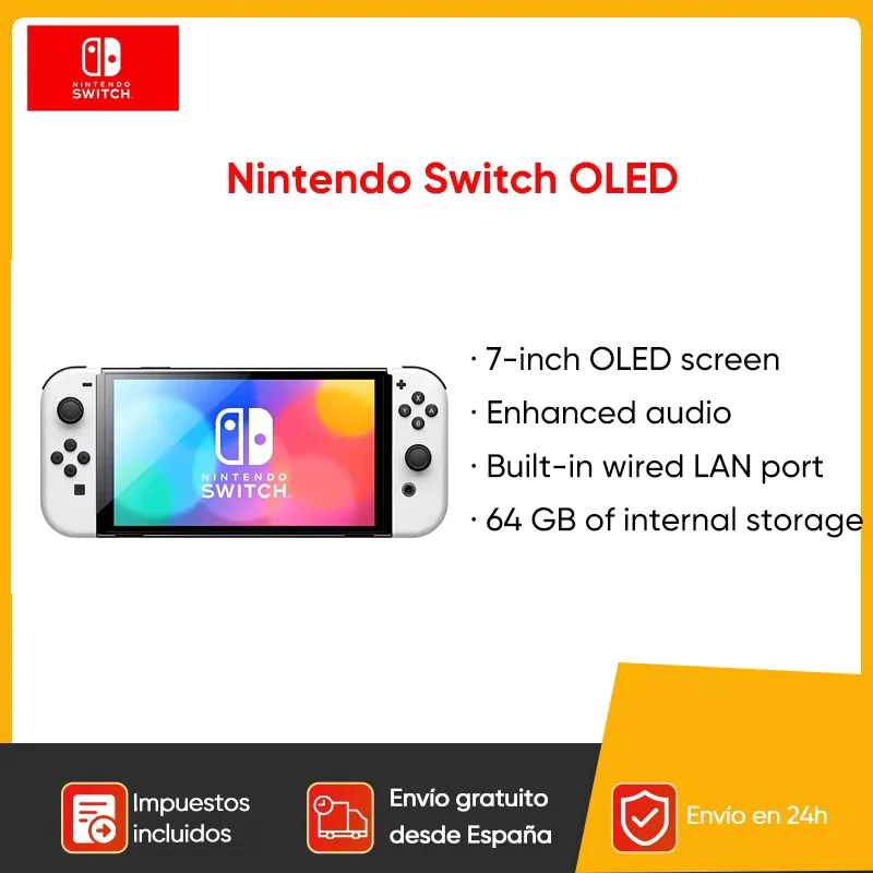 Nintendo Switch Modello OLED Schermo da 7 pollici Maniglia Joy‐Con Console audio regolabile migliorata Modalità TV stabile Videogioco