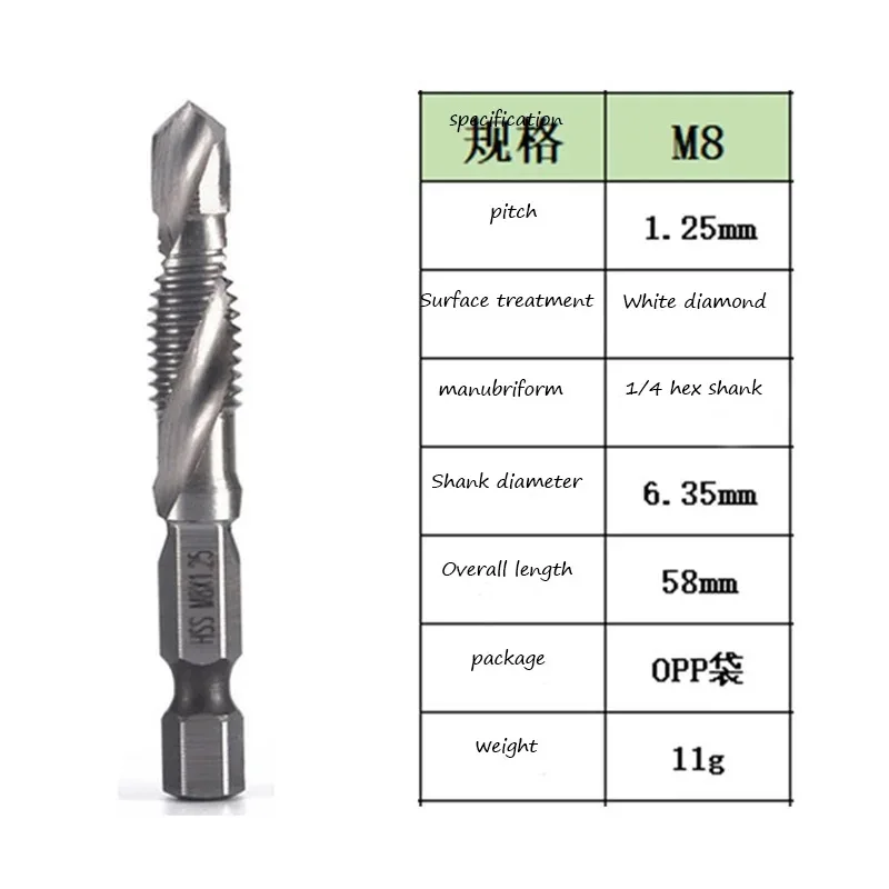 6 ชิ้น M3-M10 สกรู Tap เจาะ Bits Hss Taps Countersink Deburr ชุดเมตริกผสมเหล็กความเร็วสูง 1/4 ใน Quick Change Hex