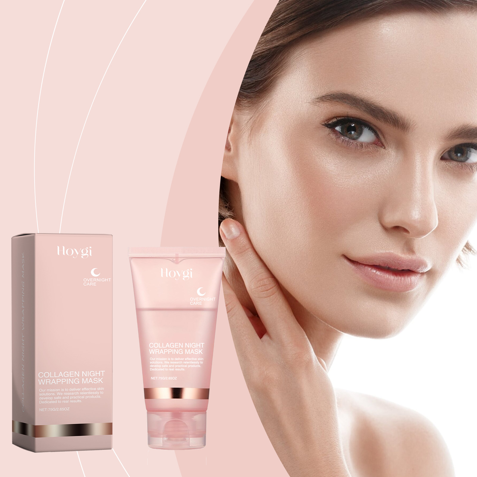 Collagen Overnight Wrapping Peel Off Facial Mask, Korean Collagen Night Wrapping Mask Deeply Hydrates Night Care Mask Cream 75ml