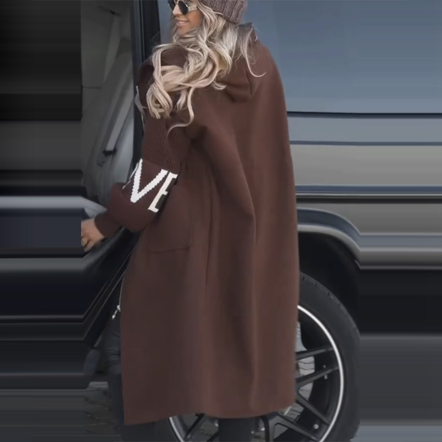 Abrigos largos informales de retazos para mujer, sudaderas con capucha informales con cordones y bolsillos, chaquetas para mujer, gabardina nueva para otoño e invierno
