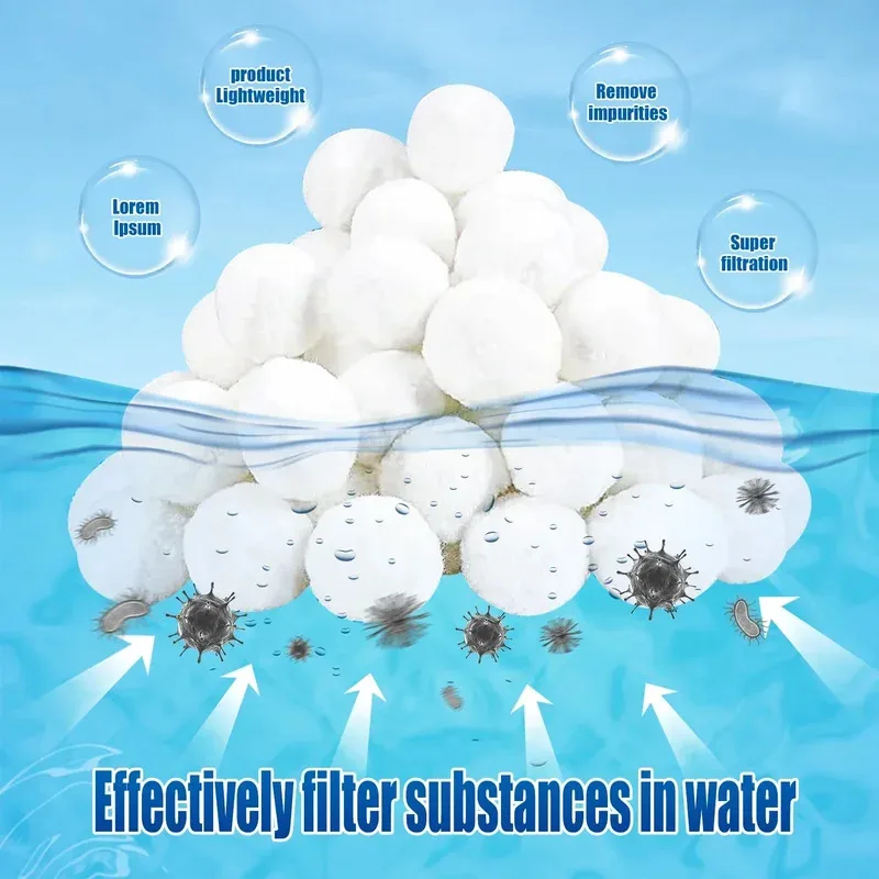 Bola de limpieza de filtro de piscina, purificación de agua, fibra, tratamiento de aguas residuales, filtro de tanque de peces, bola de algodón
