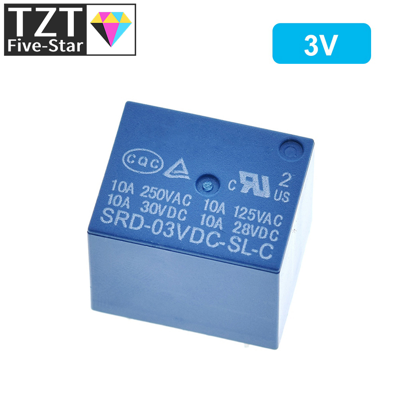 TZT Relays SRD-03VDC-SL-C SRD-05VDC-SL-C SRD-06VDC-SL-C SRD-09VDC-SL-C SRD-12VDC-SL-C 3V 5V 6V 9V 12V 24V 48V 10A 250VAC 5PIN