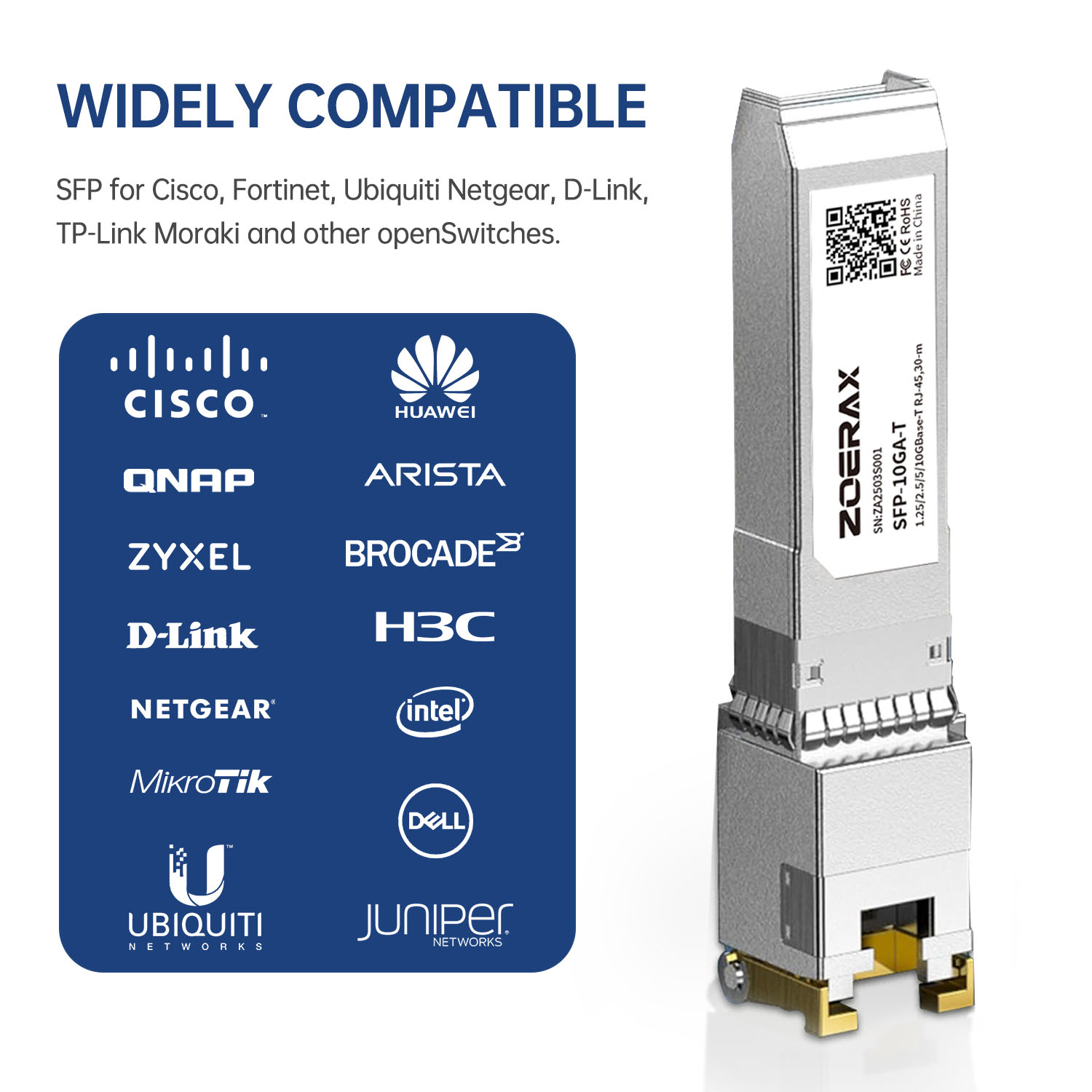 Natalink 1.25G/2.5G/10G GBASE-T SFP+ to RJ45 CAT6a Transceiver Module Auto-Negotiation Ethernet Module SFP+ Copper Cable Adapter