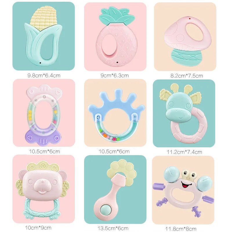 6-14 Chiếc Bé Lục Lạc 0-12 Tháng Tuổi Sơ Sinh Mềm Chuông Teethers Tay Lắc Cũi Di Động Vòng Giáo Dục đồ Chơi Cho Trẻ Em Bộ Quà Tặng