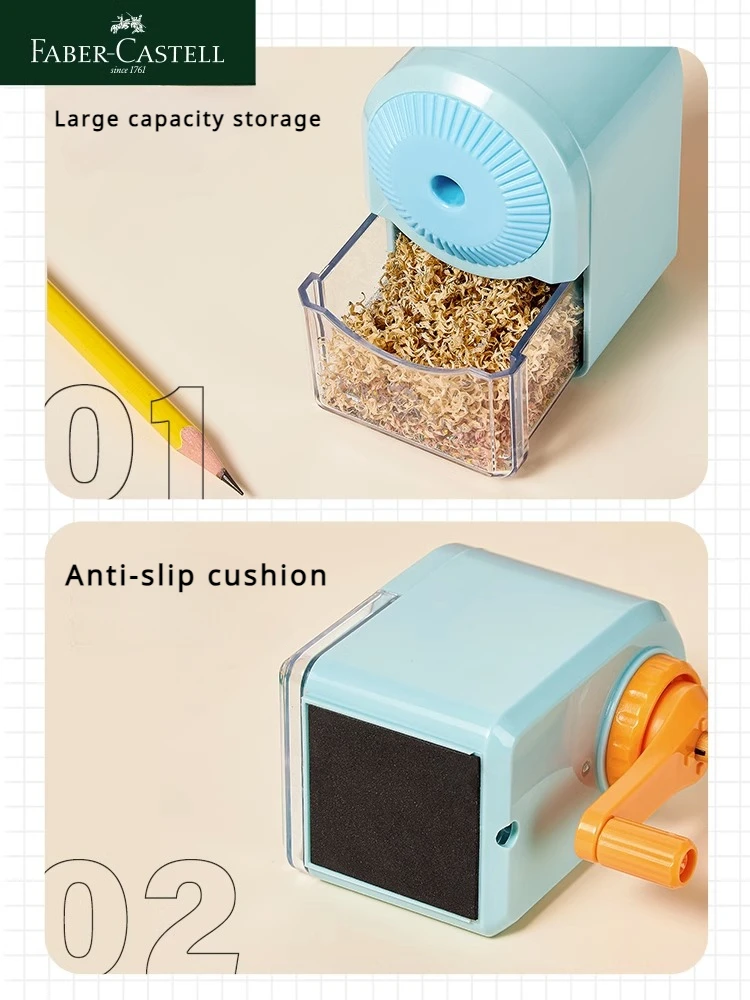 FABER CASTELL Manual Hand Crank ดินสอ Sharpener Sharpen 8 มม.เส้นผ่านศูนย์กลาง Candy สีสําหรับเด็ก,ศิลปิน,นักเรียนสํานักงานเครื่องเขียน