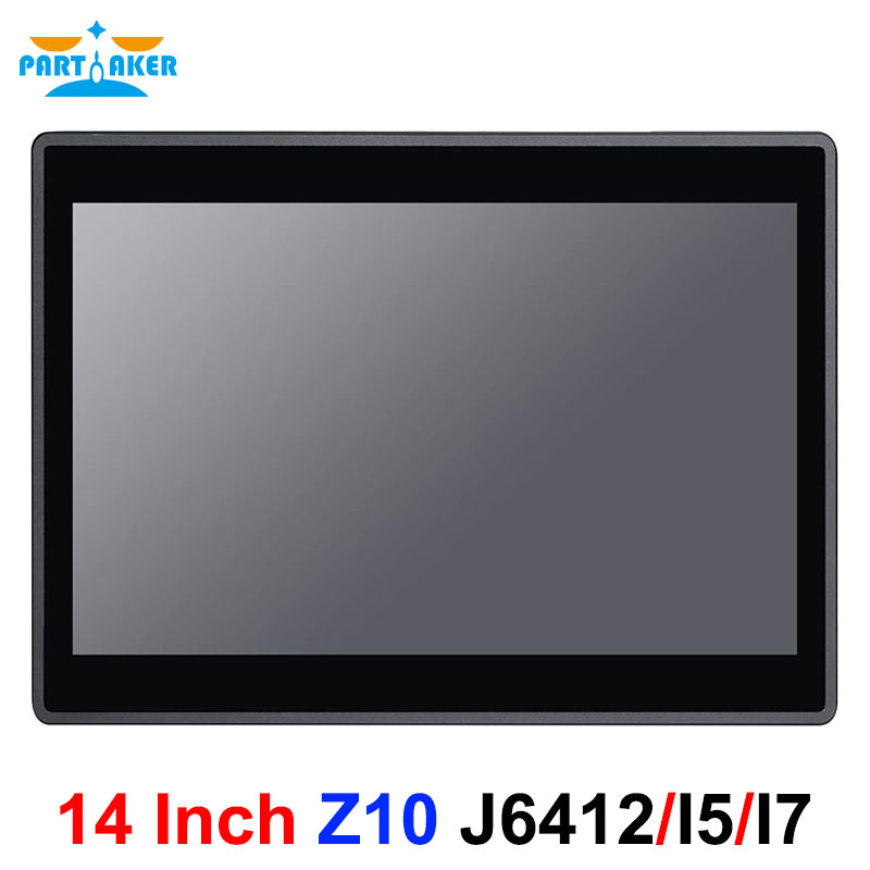 Partaker 14 pollici TFT LED IP65 pannello industriale PC J6412 I5 6200U I7 6500U HD-MI 2 x LAN 3 x COM Computer Touch Screen capacitivo