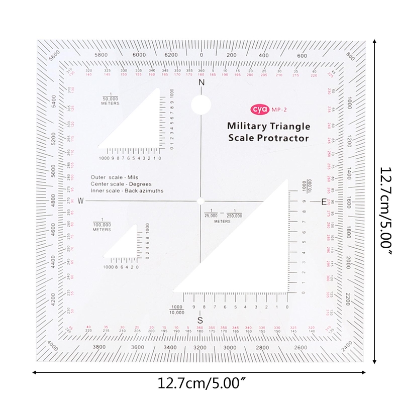 Military Style MGRS Coordinate Reader Protractor Coordinate Scale Map Readi D5QC