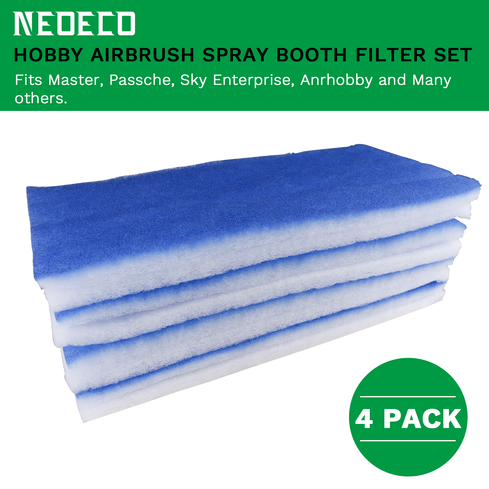 4-teiliges Airbrush Hobby Spray Booth Filter Set, passend für Master, Paasche, VIVOHOME, CO-Z, Anesty, imyyds, Ersatzfilter