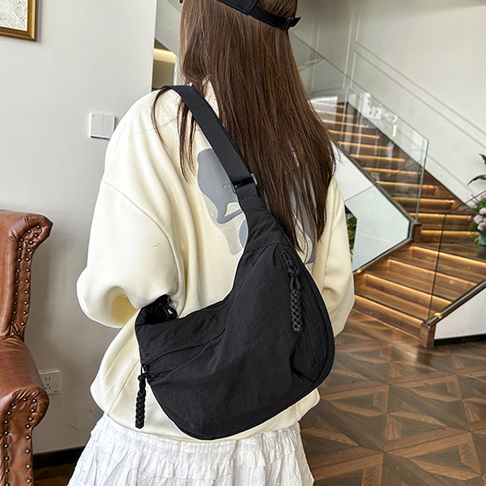 Dames Casual Hobo Tas Crescent Crossbody Tas Multi-zakken Hobo Sling Bag Grote capaciteit Nylon Halve Maan Tas Verstelbare riem