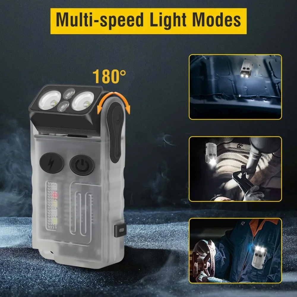 BORUiT V20-1 Schlüsselanhänger EDC LED UV-Taschenlampe Typ C wiederaufladbare Taschenlampe Summer Arbeitsleuchte mit Clip-Magnet Camping-Taschenlaterne