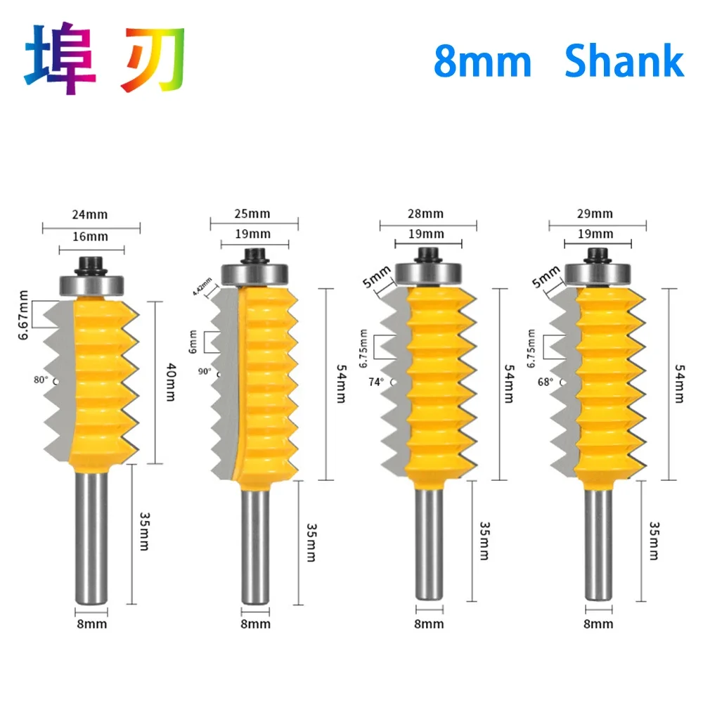 8mm Shank Router Bit Finger Joint Glue  Raised panel V joint milling cutter for wood Tenon Woodwork Cone Tenoning Bit LT021