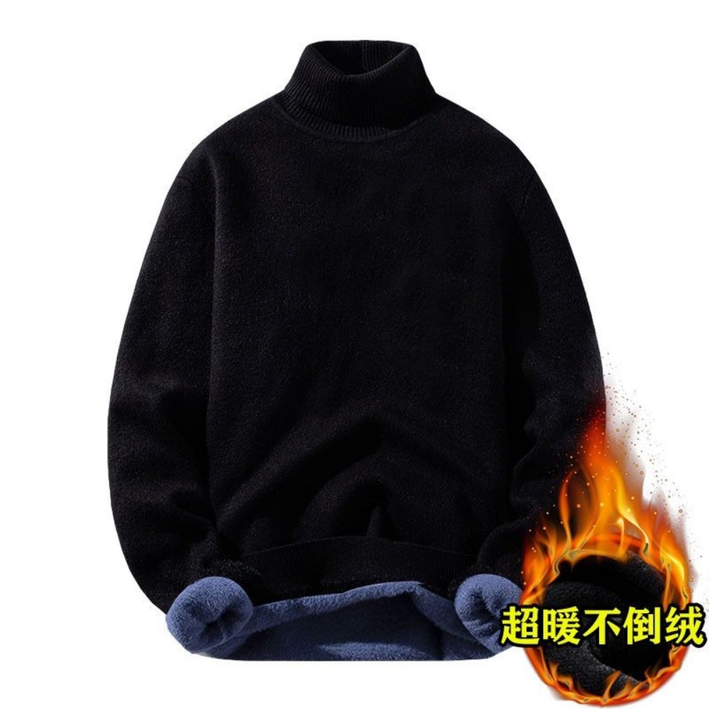 Suéter de cuello alto de lana para hombre, prendas de punto gruesas de Color sólido para invierno, Jersey informal cálido a prueba de frío, camisa de fondo 5XL