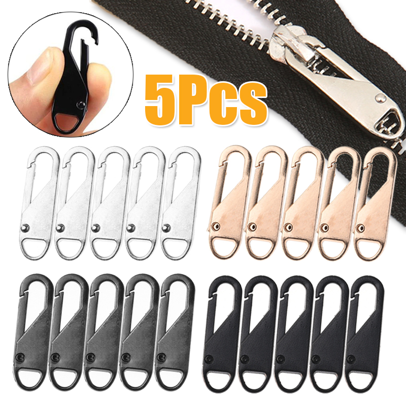 Deslizador de cremallera de repuesto Universal, extractor de cremallera de aleación de Metal, bolsa de equipaje, cabezal de cremallera, Kit de reparación de herramientas de costura artesanal, 5 uds.