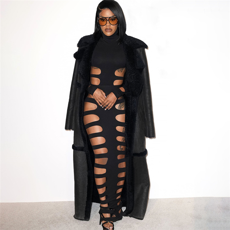 2024 novo estilo oco sexy macacão de manga comprida assimétrico quente menina personalidade terno