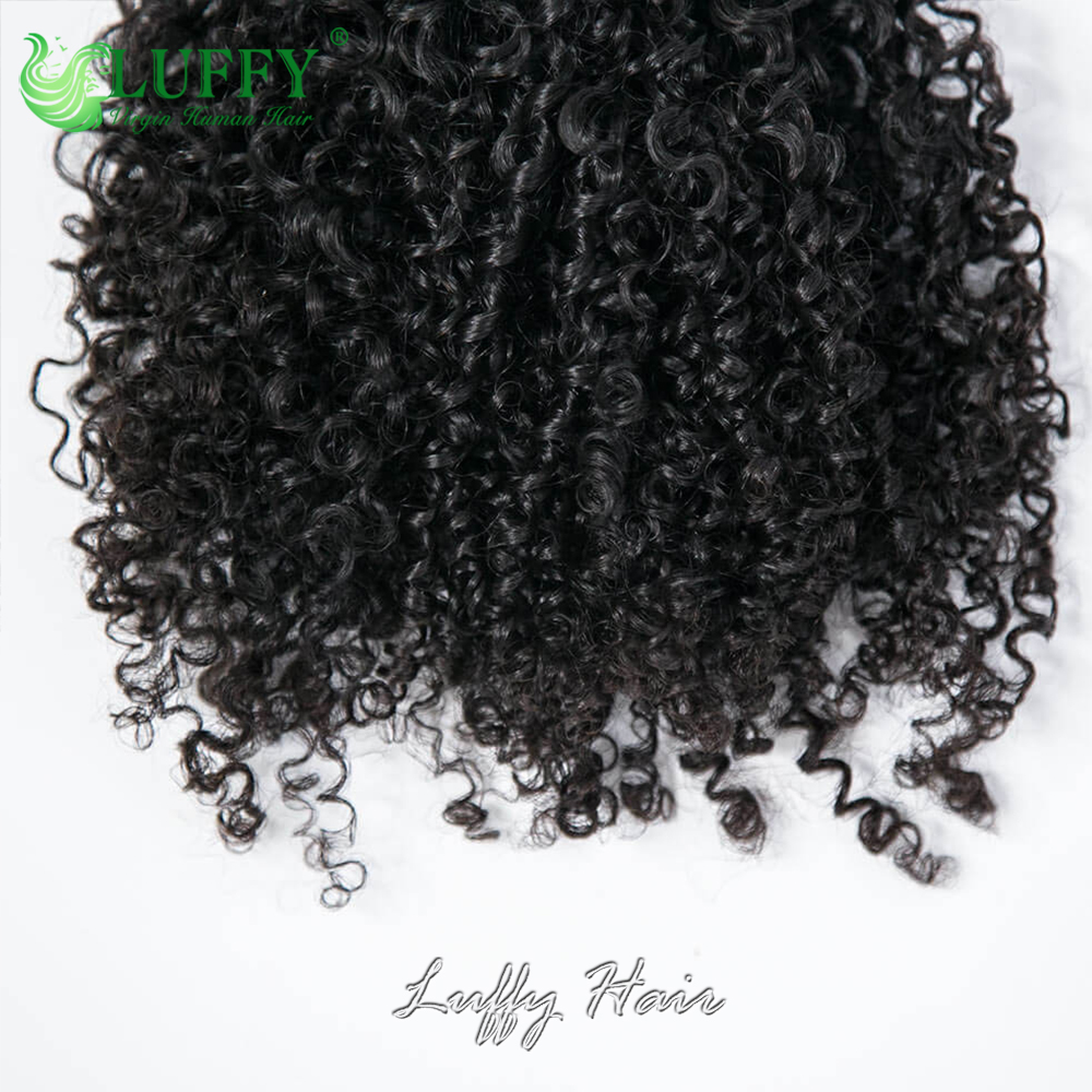 Strak Kinky Krullend Gehaakt Extensions van echt haar Voorgescheiden Herbruikbaar Veren Gehaakt haar Onzichtbaar Micro Loop Gehaakt haar