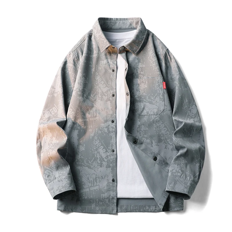 2025 Spring men Casual Fashion Thick Shirts Men's Long Sleeve Shirt  Youth Trendy Top Men Loose Large size Sports Shirt Jacket