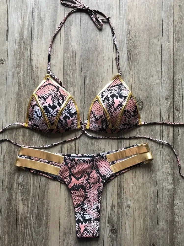 2019 or estampage femmes Bikini ensemble Sexy rembourré femmes maillot de bain Push Up maillot de bain Bikini été maillots de bain brésil maillot de bain