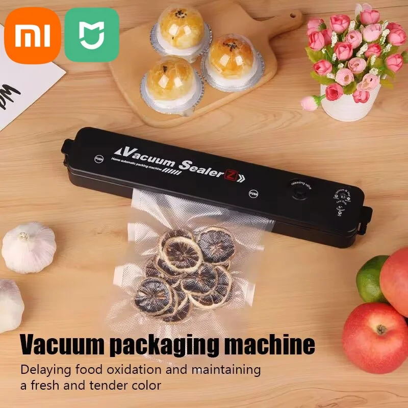 เครื่องบรรจุภัณฑ์เครื่องซีลสูญญากาศอาหาร Xiaomi เครื่องบรรจุภัณฑ์อัตโนมัติพร้อมถุงสูญญากาศฟรี ครัวเรือน ถนอมอาหาร