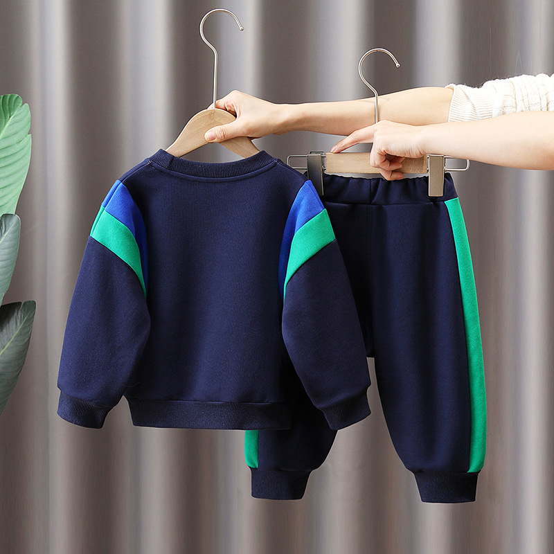 Ropa de primavera para adolescentes, conjunto de sudadera y pantalones con letras bordadas para niños, chándal de 2 piezas con parte superior e inferior a la moda