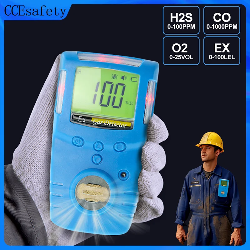GC210 Przenośny Analizator Gazu Detektor Gazów H2S, CO, LEL, O2, Monitor Gazów Akumulatorowy Wyświetlacz LCD Bezpieczny Przeciwwybuchowy Do Pracy