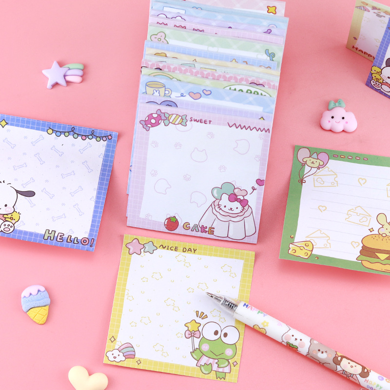 80 Vellen Sanrio Memo Pad Sticky Notes Leuke Melodie Pochacco Kuromi Briefpapier Label Notepad Planner Sticker Post Schoolbenodigdheden