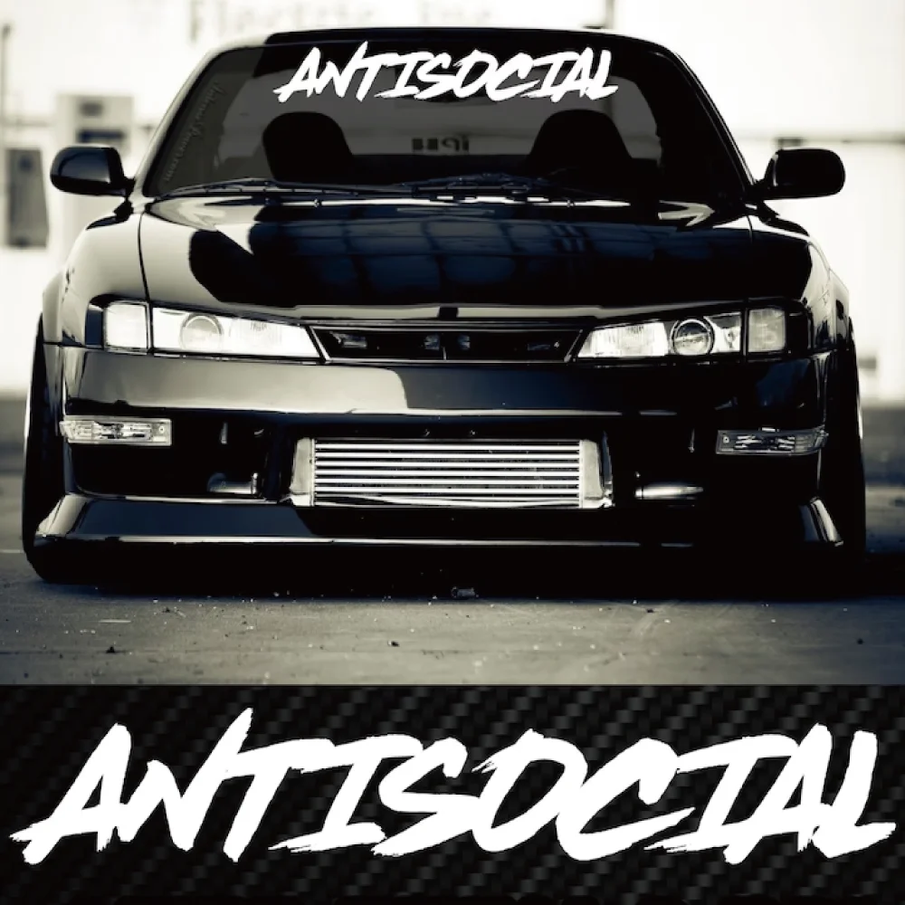 Pegatina antisocial para coche, bandera, parabrisas, letras de competición creativas, estilo decorativo JDM, calcomanías de vinilo aplicadas a Mustang