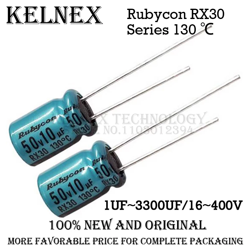 10 шт./лот Rubycon RX30 серии 130 ℃   Электролитический конденсатор DEC градусов 16 В 25 В 35 В 50 В 63 В 100 В 400 В 10 мкФ 47 мкФ 220 мкФ 330 мкФ 470 мкФ