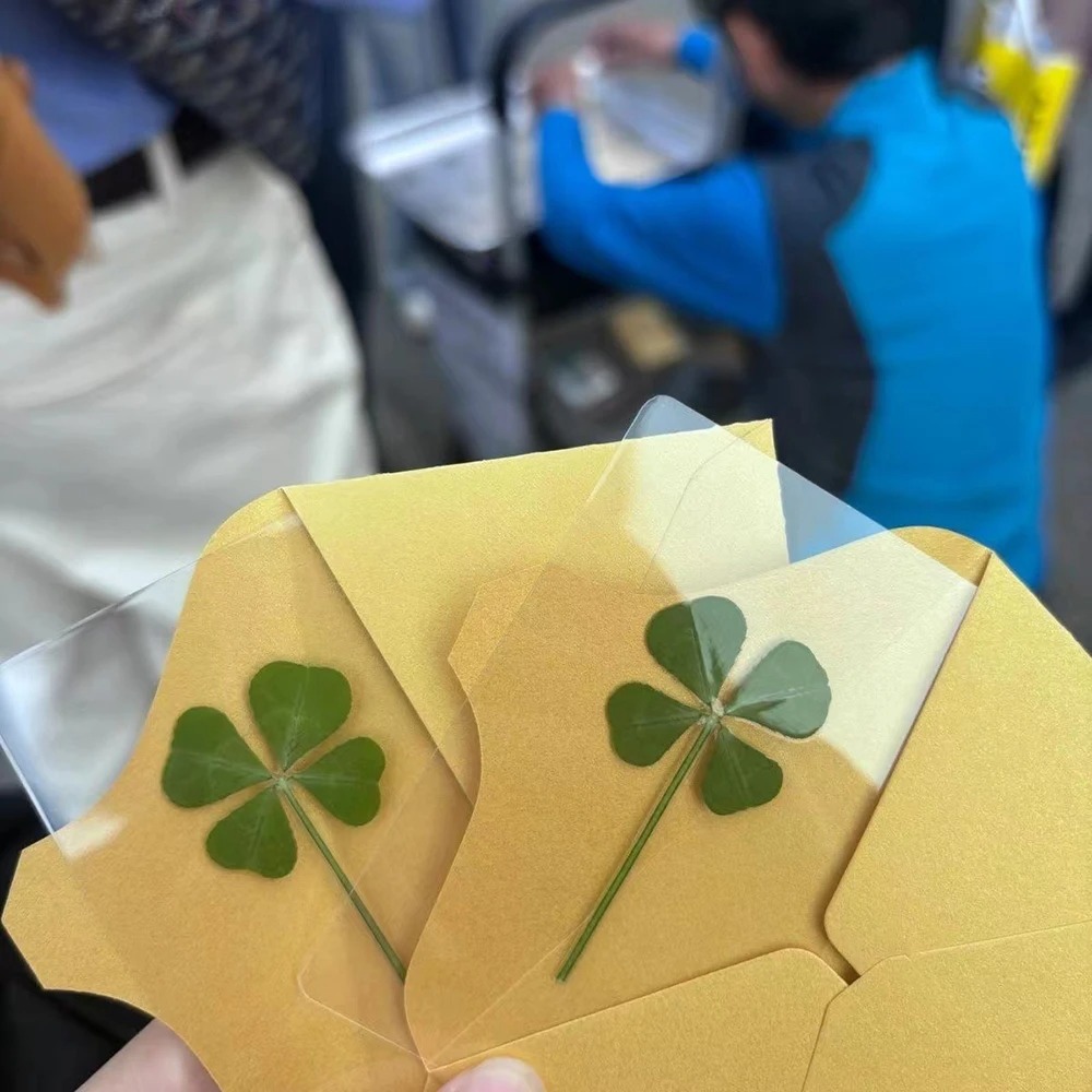 5Pcs Lucky Clover Postcards Transparent Wishing Cards Ideal for Bookmarks & Decorations Perfect Holiday Gifts