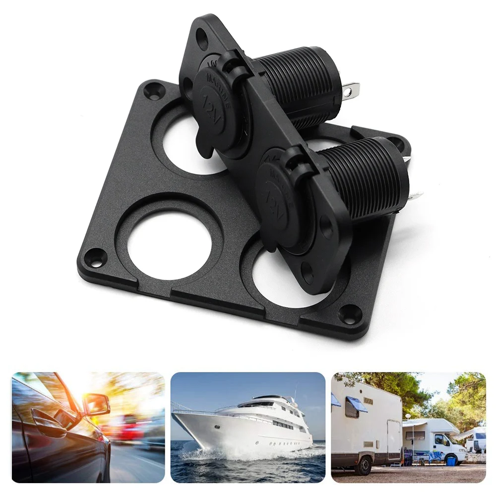 1 2 3 4 穴 USB コンセントソケットパネルブラック ABS ハウジングホルダーキット取付車ボートトラックダッシュボードシガーライターソケット