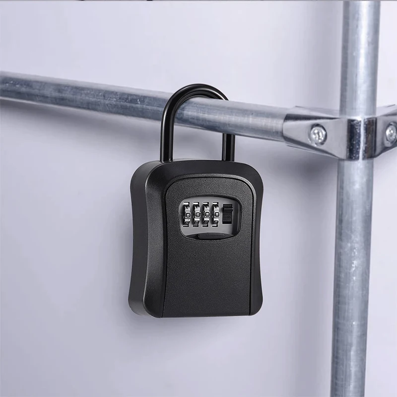 Caixa de bloqueio de chave à prova dwaterproof água fora senha de combinação de 4 dígitos metal chave casa caso instalação gratuita ao ar livre caixa de chave de senha