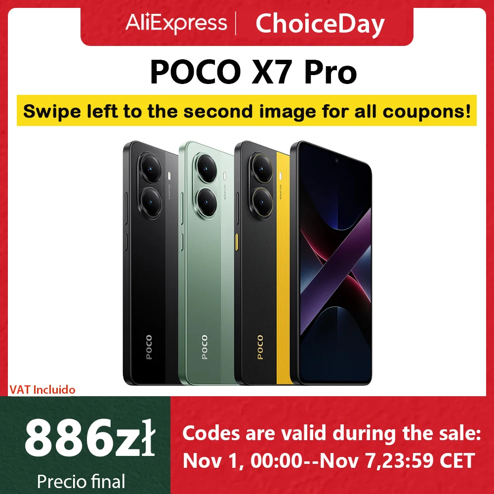 【Marchio+】POCO X7 Pro Smartphone Dimensity 8400-Ultra 6000mAh 90W HyperCharge Display AMOLED da 6,67" NFC Xiaomi HyperOS 2