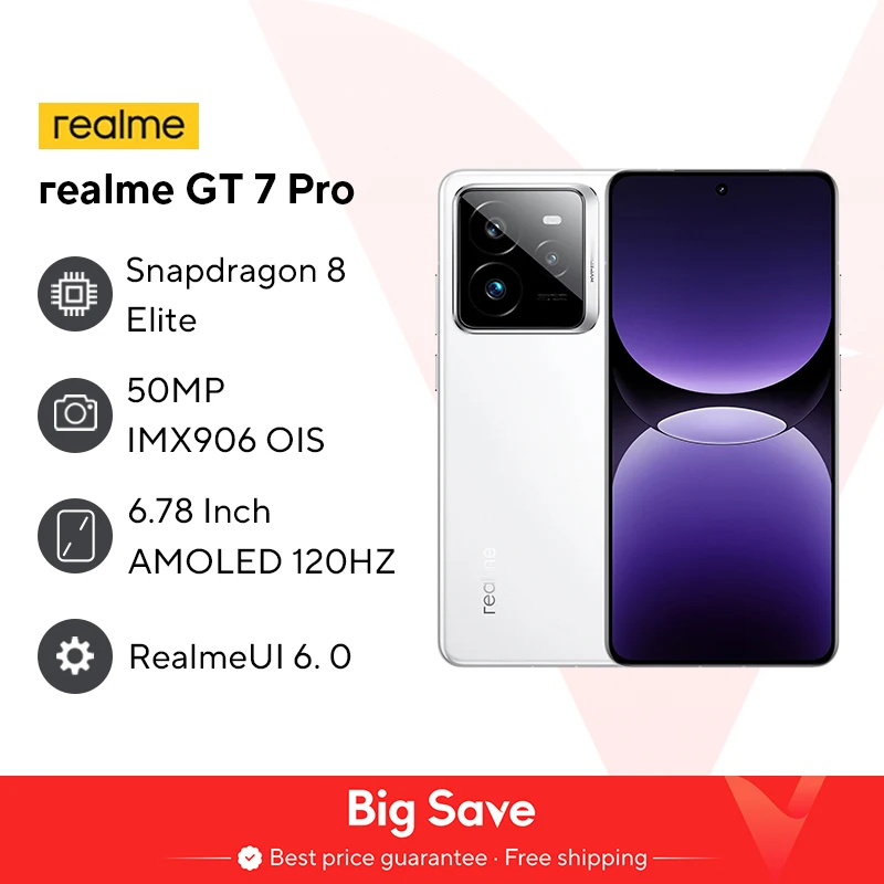 Versione cinese Realme GT 7 Pro 50MP IMX906 OIS 6500mAh 120W Supervooc Snapdragon 8 Elite 6,78 pollici AMOLED 120Hz IP68 69 NFC