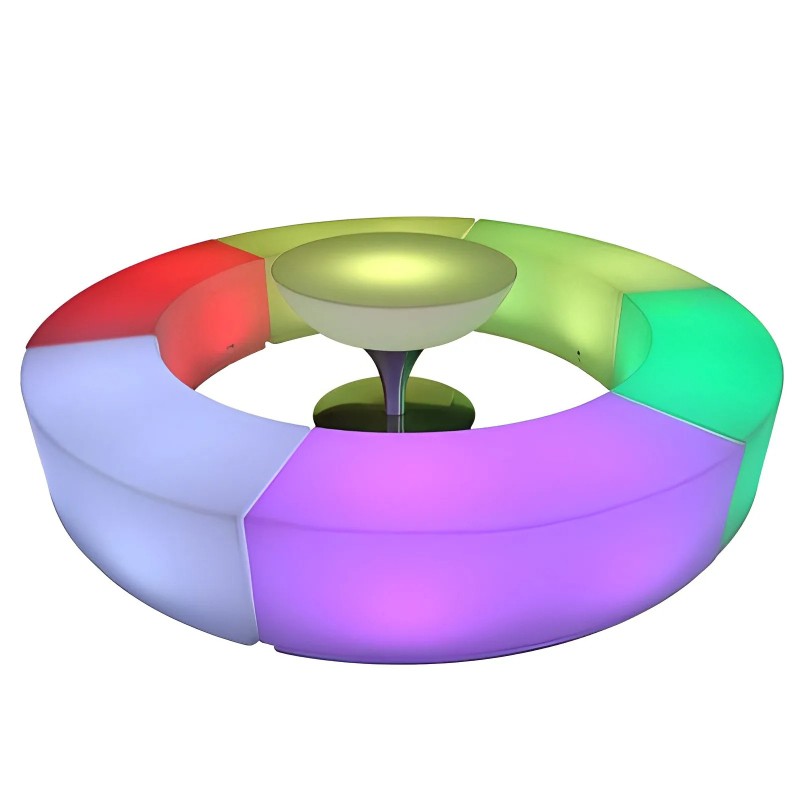 Creative Curved RGB Light Up Bar Stool,Multi-Color LED for KTV Party Garden Café,Glowing Outdoor Indoor Seat with Remote Control