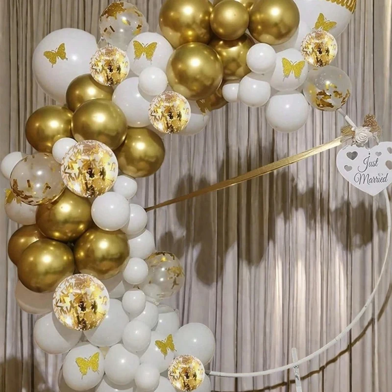 30 Stück 12 Zoll weiße und goldene Luftballons perlweiße Luftballons goldene Konfetti-Luftballons für Geburtstag, Hochzeiten, Jubiläumsfeier