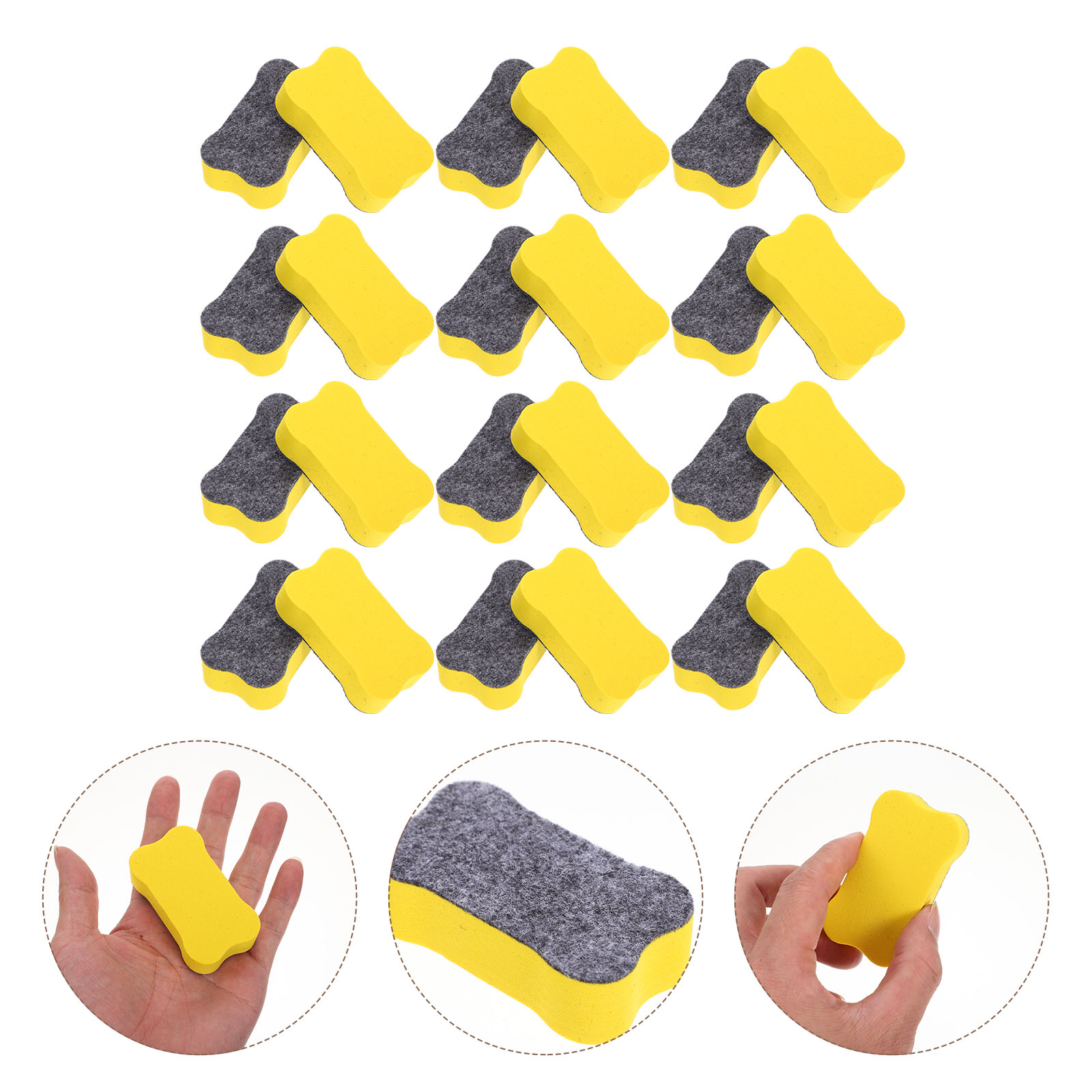 24 Pcs Whiteboard Eraser Dry Erase Erasers EVA Felt Cloth Bone Shaped Teacher Supplies Classroom Accessories Presentation Tools