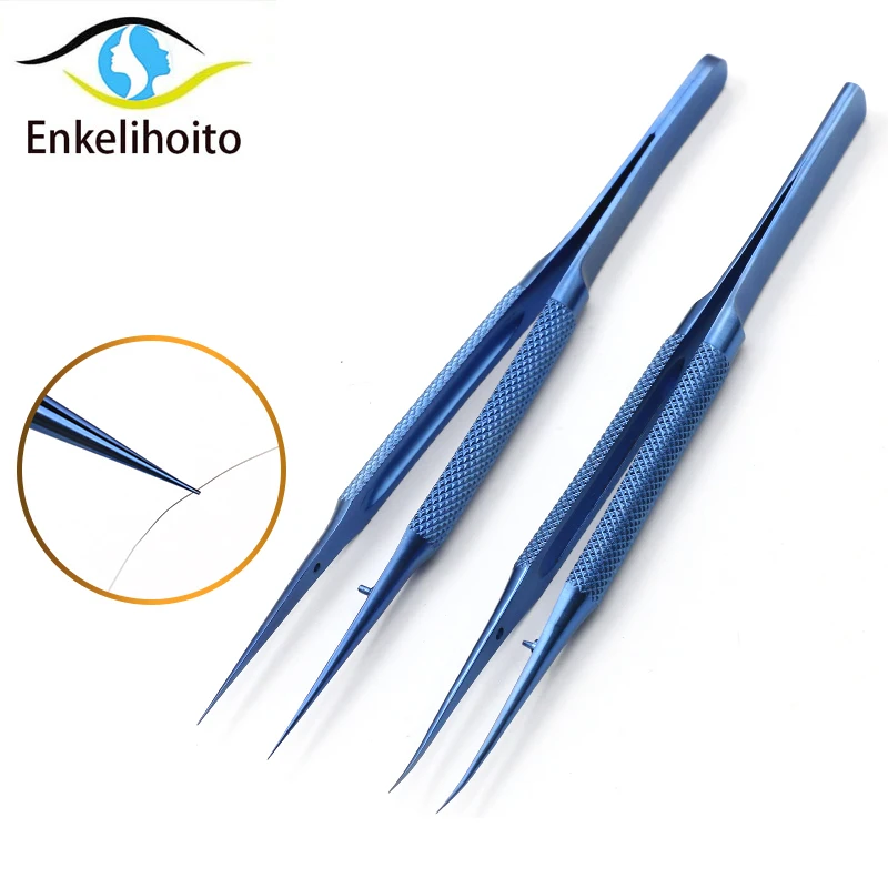 Titanium alloy microscopic tweezers double eyelid surgery tool ophthalmology straight bending platform with gums