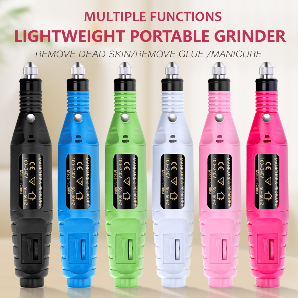 Conjunto de lixadeira elétrica para unhas, equipamento de moagem, fresa para manicure e pedicure, ferramentas de polimento fortes