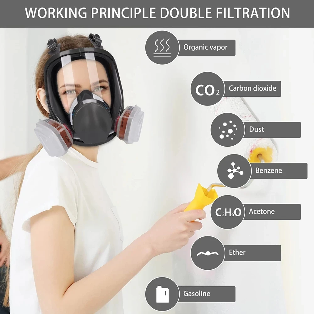 15 In 1 Mặt Nạ Nguyên Mặt, Có Thể Tái Sử Dụng Nhiều Lần, Rộng Tầm Nhìn, sử Dụng Rộng Rãi Trong Sơn Và Hàn Gỗ Mặt Nạ 6800