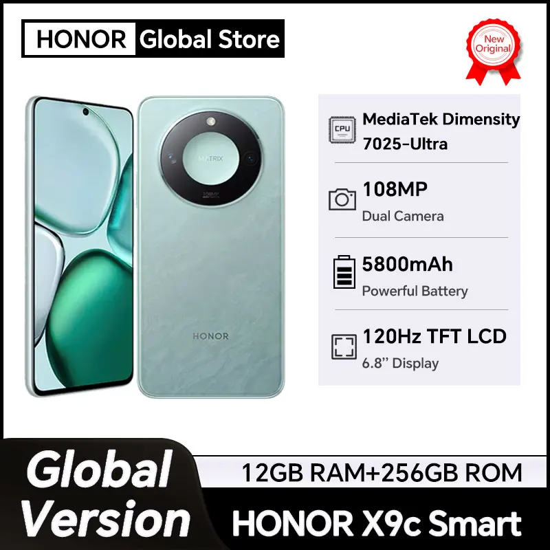 HONOR X9c versión Global inteligente 5G Smartphone dimensión 7025 Ultra 6,8 "120Hz pantalla LCD 108MP Ultra cámara 5800mAh batería