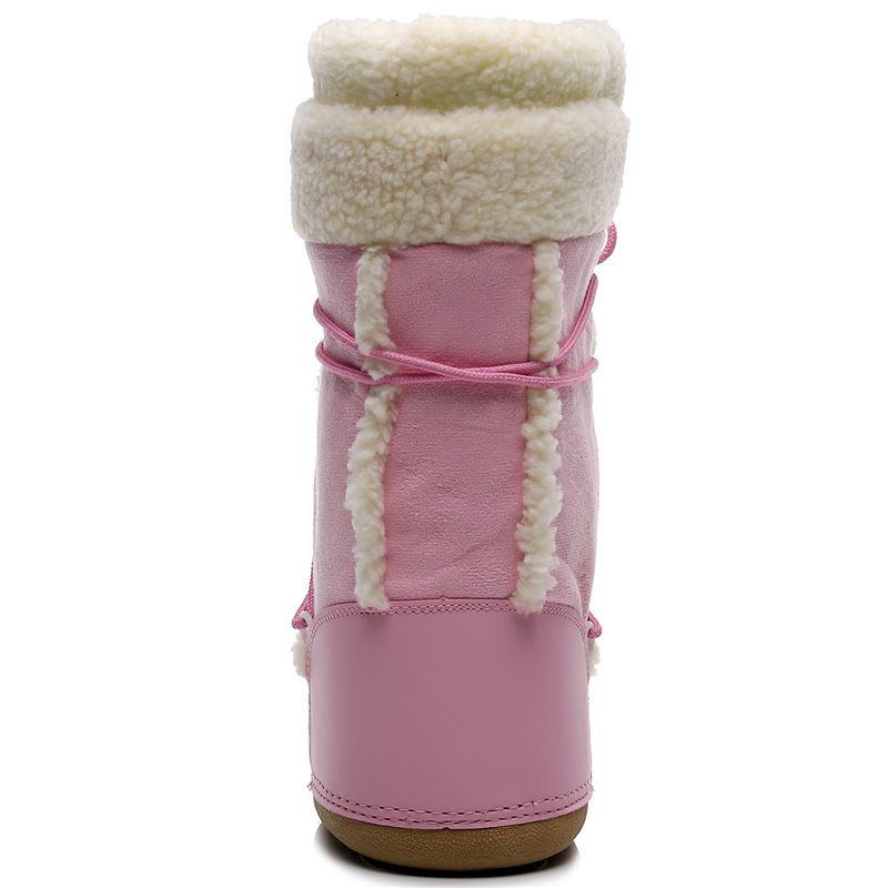 Botas de invierno para mujer 2024, botas de nieve para mujer, botas espaciales rosas cálidas a media pantorrilla a prueba de frío, zapatos de invierno de algodón antideslizantes para mujer