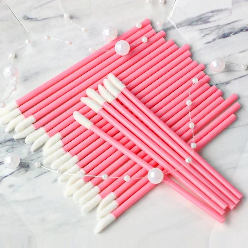 50/100PCS ขายส่งผู้หญิงอุปกรณ์เสริมลิปสติก Hotting แต่งหน้า Disposable Lip Brush GLOSS Wands Applicator Perfect Best Make Up