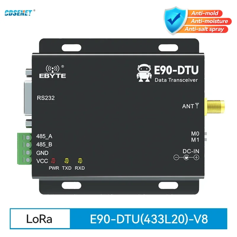 Drahtloser Transceiver LoRa RS232 RS485 433 MHz 20 dBm CDSENET E90-DTU(433L20) 5 km SPS-Transceiver-Empfänger Funkmodem 433 MHz LoRa