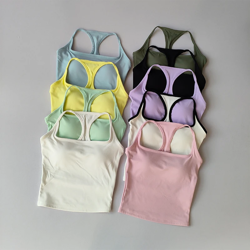 เสื้อกีฬากันกระแทก I-รูปกลับ Quick-drying เสื้ออเนกประสงค์สีตัดกันพิลาทิสโยคะเสื้อกั๊กฟิตเนส Bra สําหรับผู้หญิง
