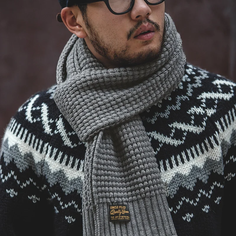 Maden-Écharpe en Coton Rayé pour Homme, Châle en Cachemire, Long, Triblockchain, Marque Masculine, Hiver